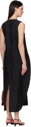 Róhe Black Hourglass Linen Silk Midi Dress