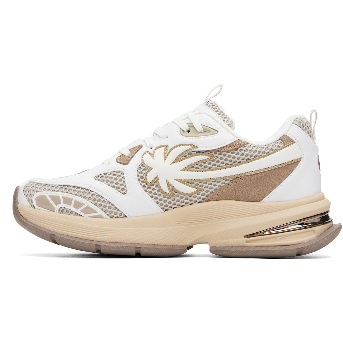 Palm Angels White & Beige Palm Runner Sneakers