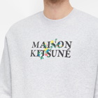Maison Kitsuné Men's Flowers Comfort Crew Sweat in Light Grey Melange