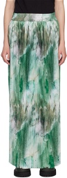 Reese Cooper Green Pleated Maxi Skirt