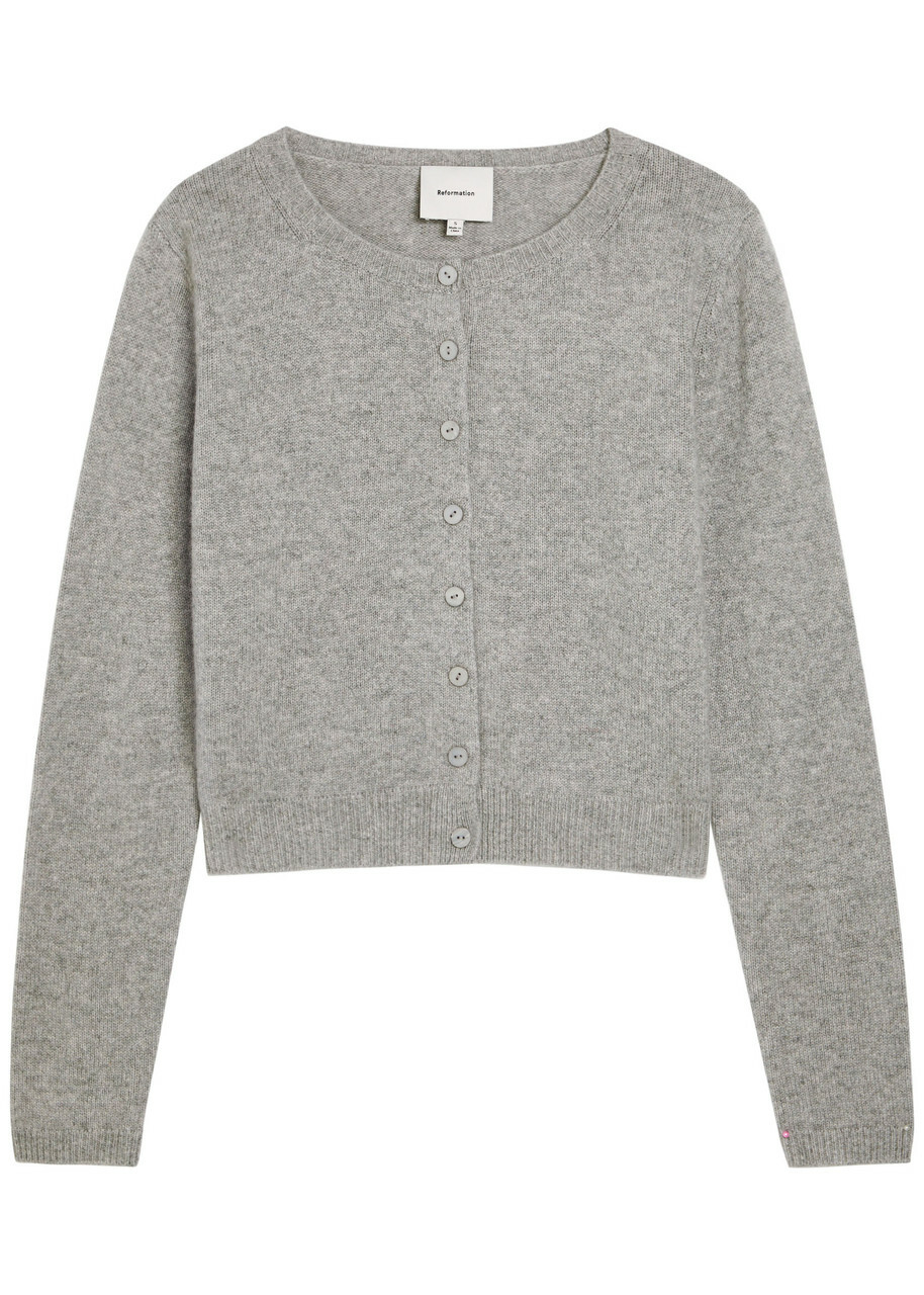 Reformation Clara Cashmere Cardigan Grey