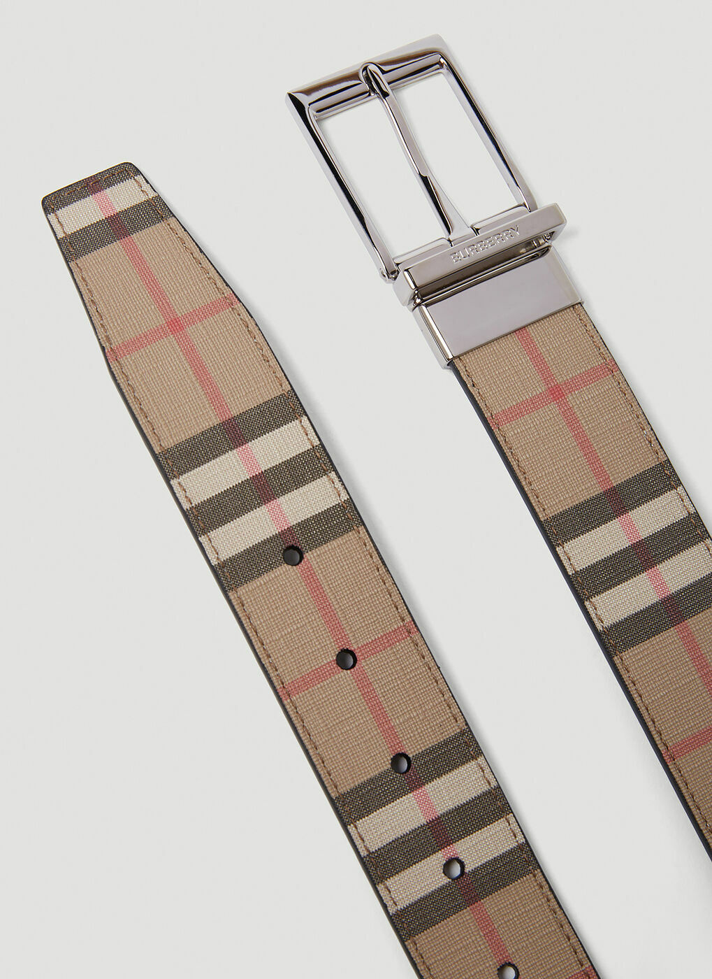 Reversible Check Belt In Beige Burberry