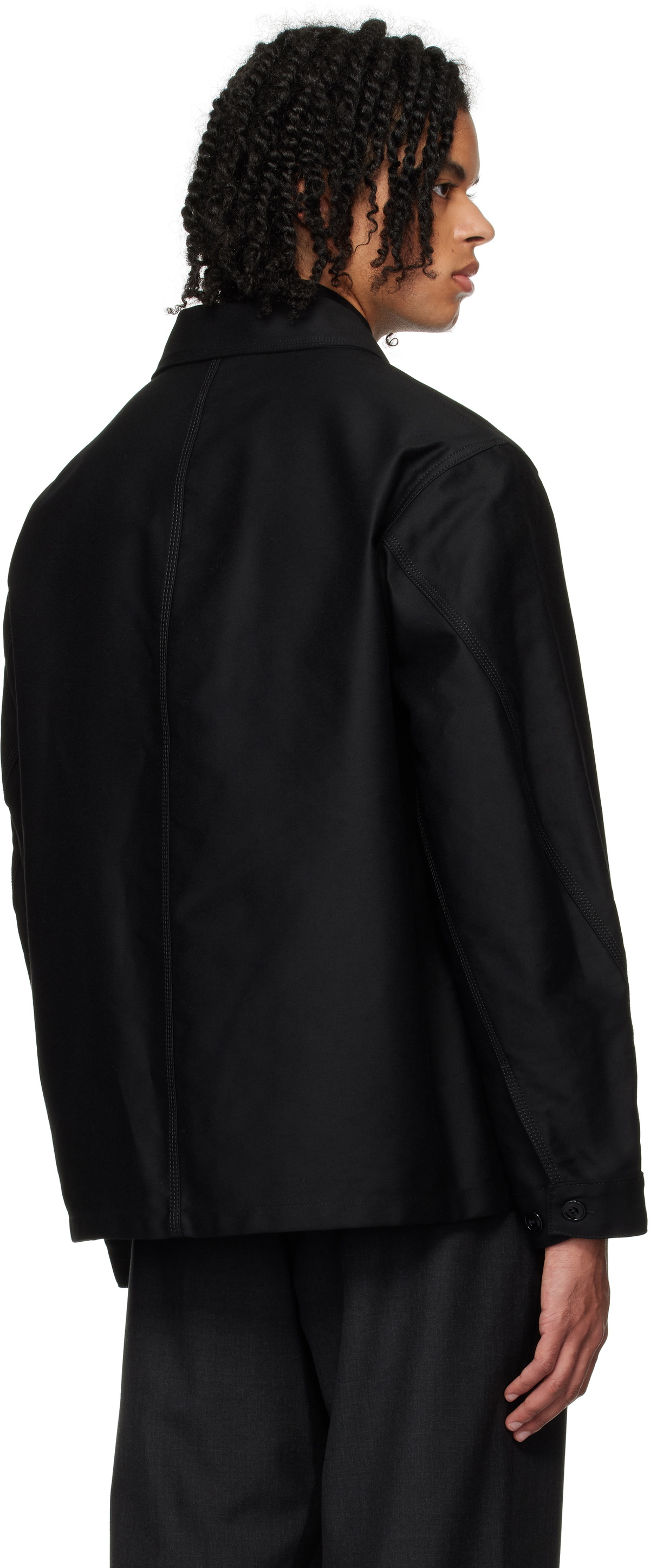 LEMAIRE Black Twisted Sleeve Workwear Jacket Lemaire