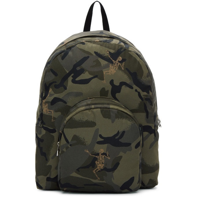 Photo: Alexander McQueen Green Small Dancing Skeletons Camouflage Backpack