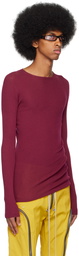 Rick Owens Burgundy Ribbed Sweater