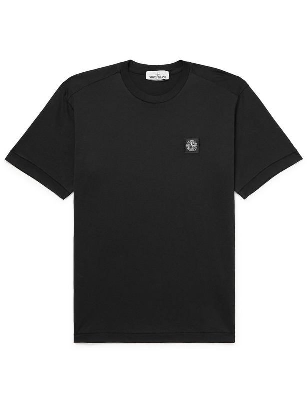 Photo: Stone Island - Logo-Appliquéd Cotton-Jersey T-Shirt - Black