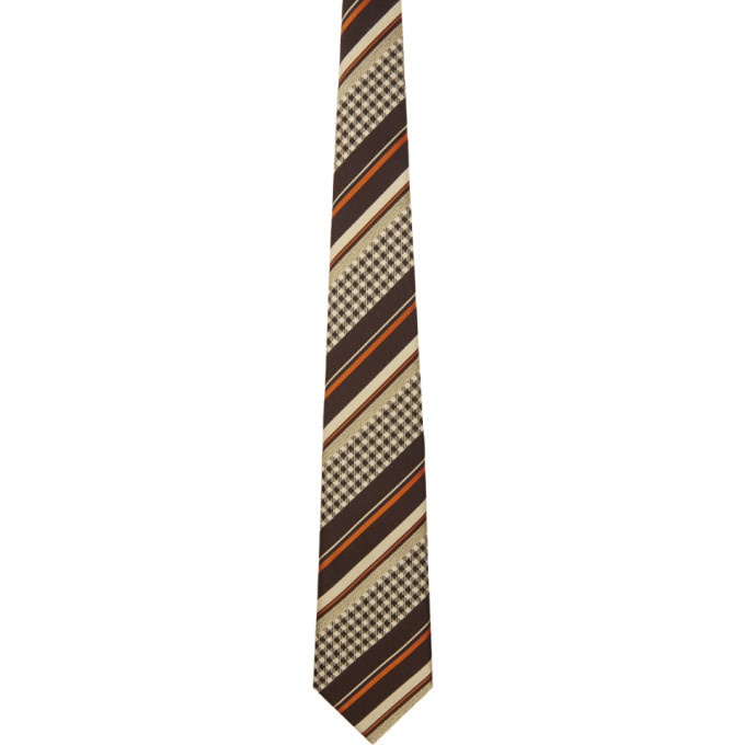 Photo: Comme des Garcons Homme Deux Brown and Beige Striped Tie
