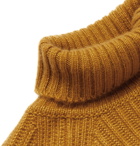 Ermenegildo Zegna - Slim-Fit Ribbed Cashmere and Silk-Blend Rollneck Sweater - Yellow