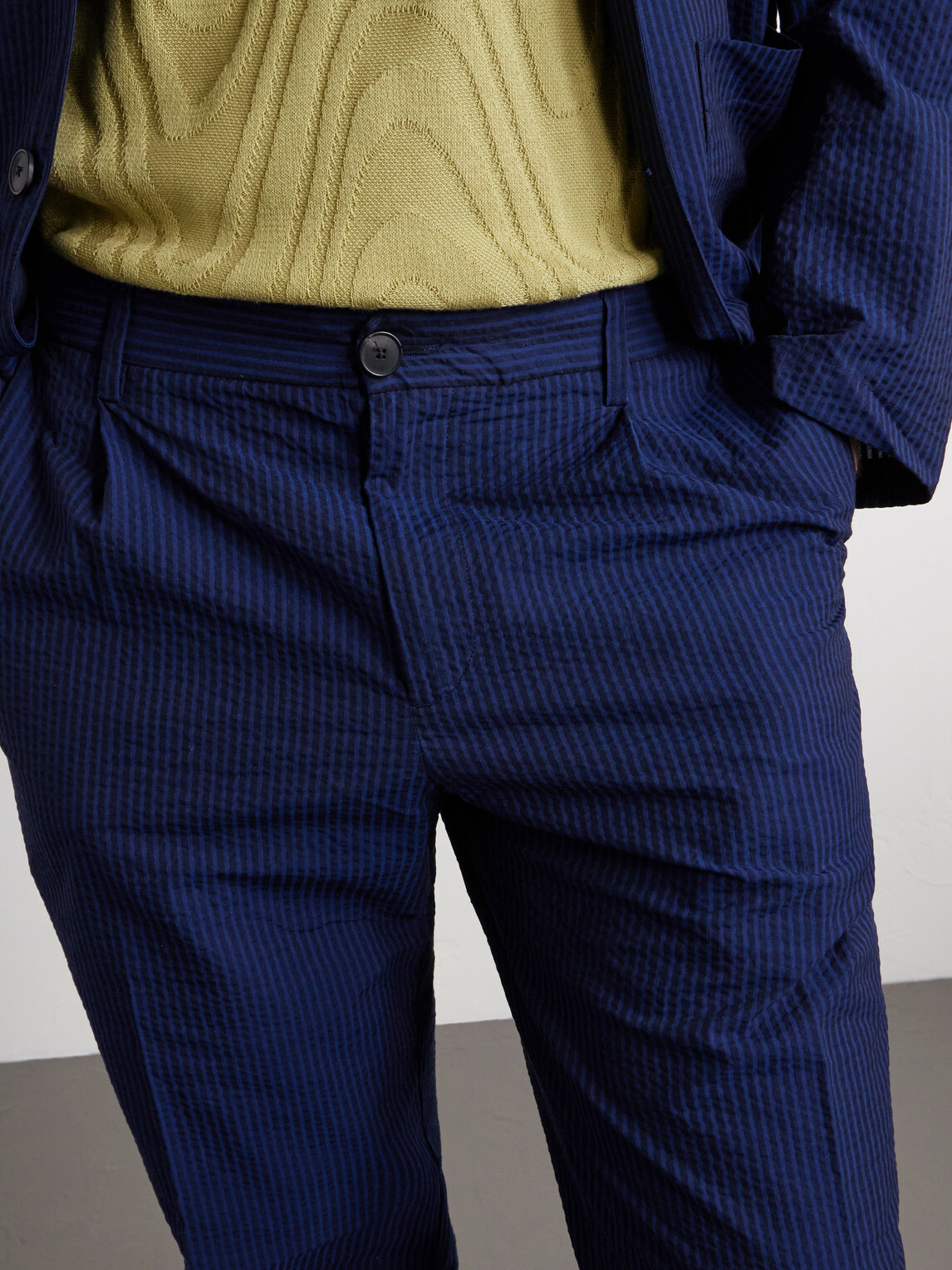 Portuguese Flannel - Atlantico Straight-Leg Organic Cotton-Seersucker Trousers - Blue