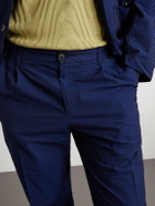 Portuguese Flannel - Atlantico Straight-Leg Organic Cotton-Seersucker Trousers - Blue
