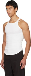 Courrèges White Buckle 90's Rib Tank Top
