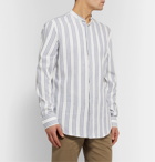 Brioni - Grandad-Collar Striped Cotton and Linen-Blend Shirt - White