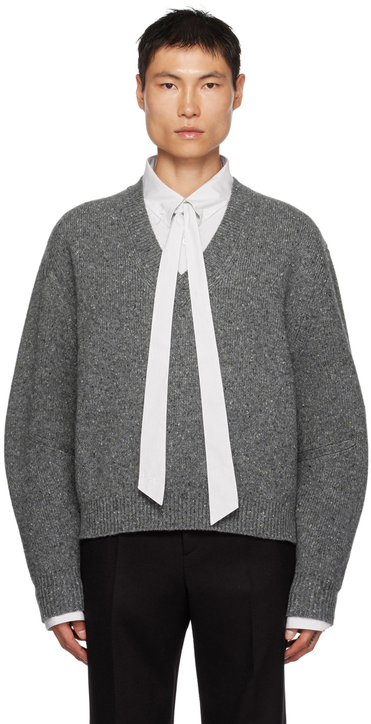 Recto Gray V-Neck Sweater