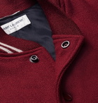 Saint Laurent - Leather-Trimmed Virgin Wool-Blend Bomber Jacket - Men - Claret