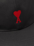 AMI PARIS - Logo-Embroidered Cotton-Twill Baseball Cap - Black