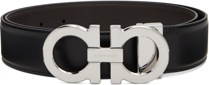 Photo: Ferragamo Black Adjustable Gancini Reversible Belt