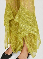 Floral Lace Kick Flare Pants in Lime Green