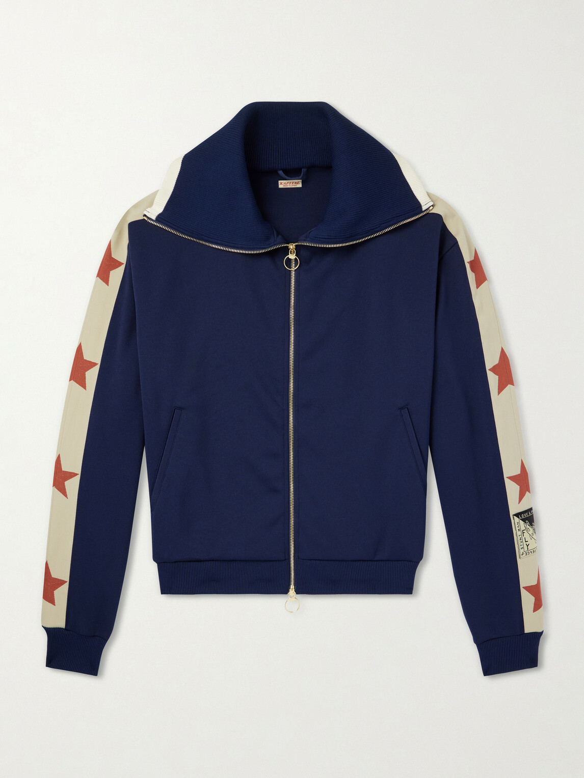 KAPITAL - Jersey Zip-Up Sweatshirt - Blue