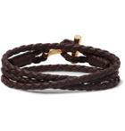 TOM FORD - Woven Leather and Gold-Tone Wrap Bracelet - Men - Chocolate