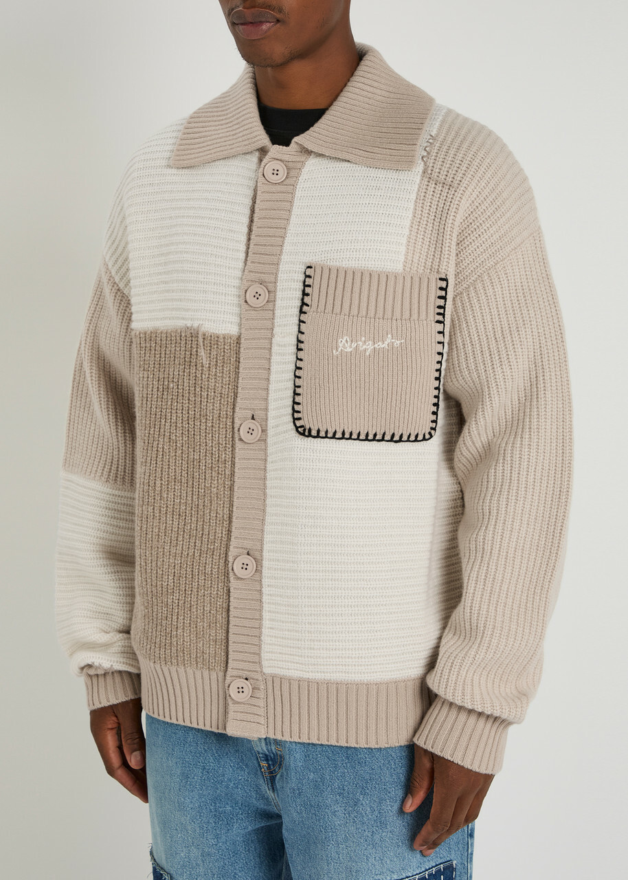 Axel Arigato Franco Colour-block Wool-blend Cardigan Beige