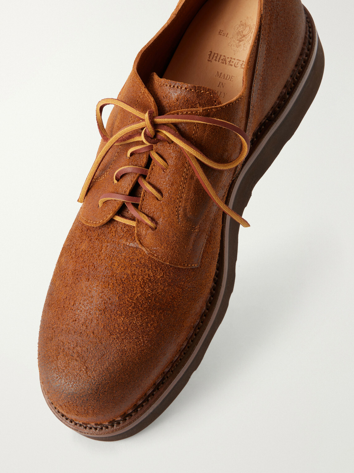 Yuketen - Waxed Suede Derby Shoes - Brown