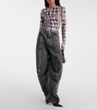 Y/Project Checked sheer devoré top