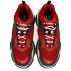 Balenciaga Red and Black Triple S Sneakers