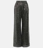 Dolce&Gabbana Sequined high-rise wide-leg pants