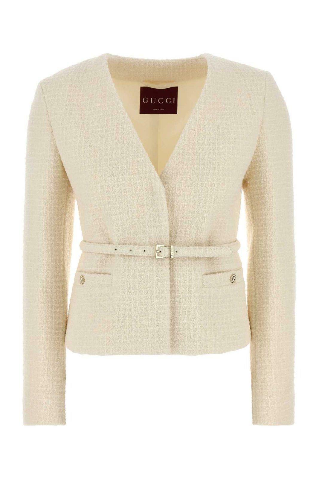 【送料&関税込】Gucci V-neck Damier BouclAC Jacket Gucci V-neck Damier Bouclé Jacket Gucci