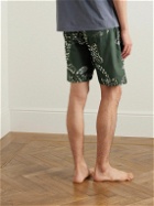 Desmond & Dempsey - Printed Cotton Pyjama Shorts - Green
