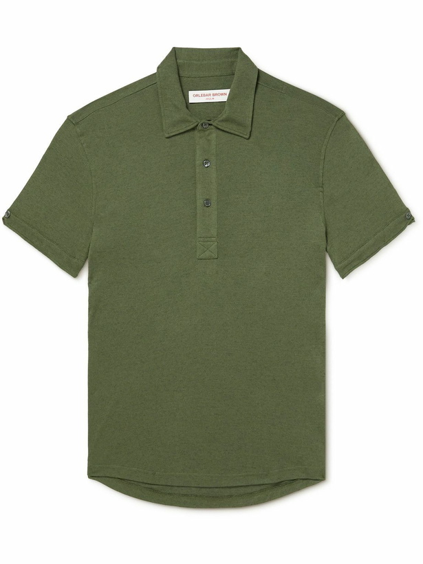 Photo: Orlebar Brown - Sebastian Stretch Cotton and Cashmere-Blend Polo Shirt - Green