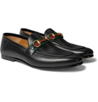 Gucci - Brixton Webbing-Trimmed Horsebit Collapsible-Heel Leather Loafers - Black