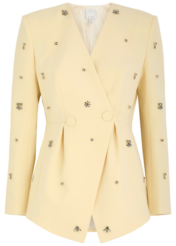 Photo: Huishan Zhang Milo Crystal-embellished Crepe Blazer Light Yellow