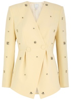 Huishan Zhang Milo Crystal-embellished Crepe Blazer Light Yellow
