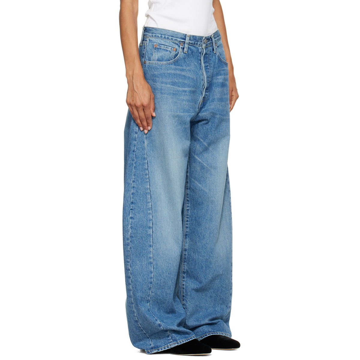 ssstein Blue Deformation Wide Denim Jeans