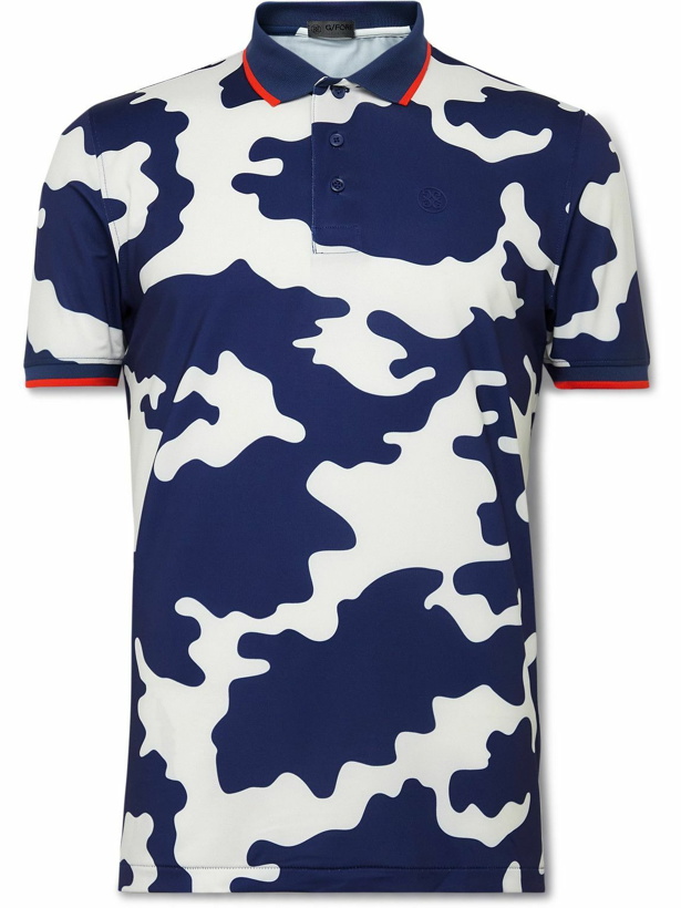 Photo: G/FORE - Slim-Fit Camouflage-Print Stretch-Jersey Golf Polo Shirt - Blue