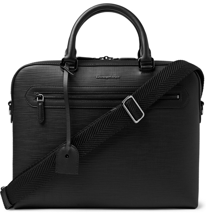 Photo: Ermenegildo Zegna - Cross-Grain Leather Briefcase - Black