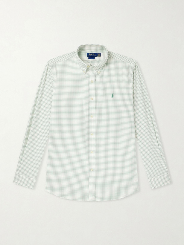 Photo: Polo Ralph Lauren - Striped Logo-Embroidered Cotton and Linen-Blend Seersucker Shirt - Green