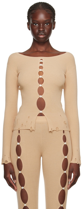 Photo: Rui Beige Cutout Long Sleeve T-Shirt
