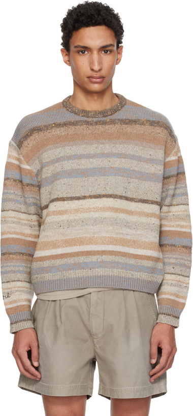 Photo: ERL Brown Striped Knit Crewneck