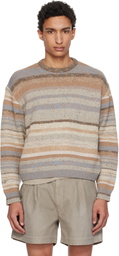 ERL Brown Striped Knit Crewneck