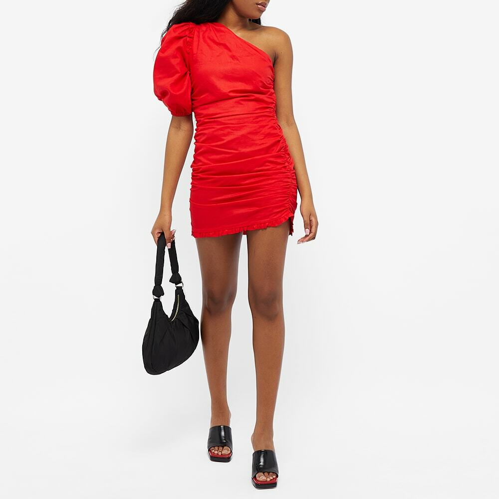 midi dress with frill hem Jackie Wide Ruffle Hem Pinafore Midi Dress Red
