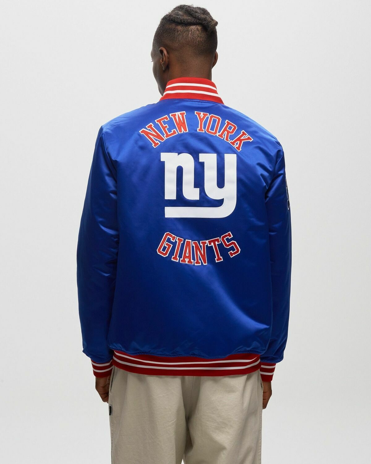 Mitchell & Ness Nfl Heavyweight Satin Jacket New York Giants Blue - Mens - College Jackets