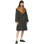 JW Anderson Black and White Shawl Collar Wadded Coat