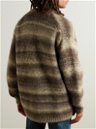 Nudie Jeans - Kent Striped Brushed Wool-Blend Cardigan - Brown