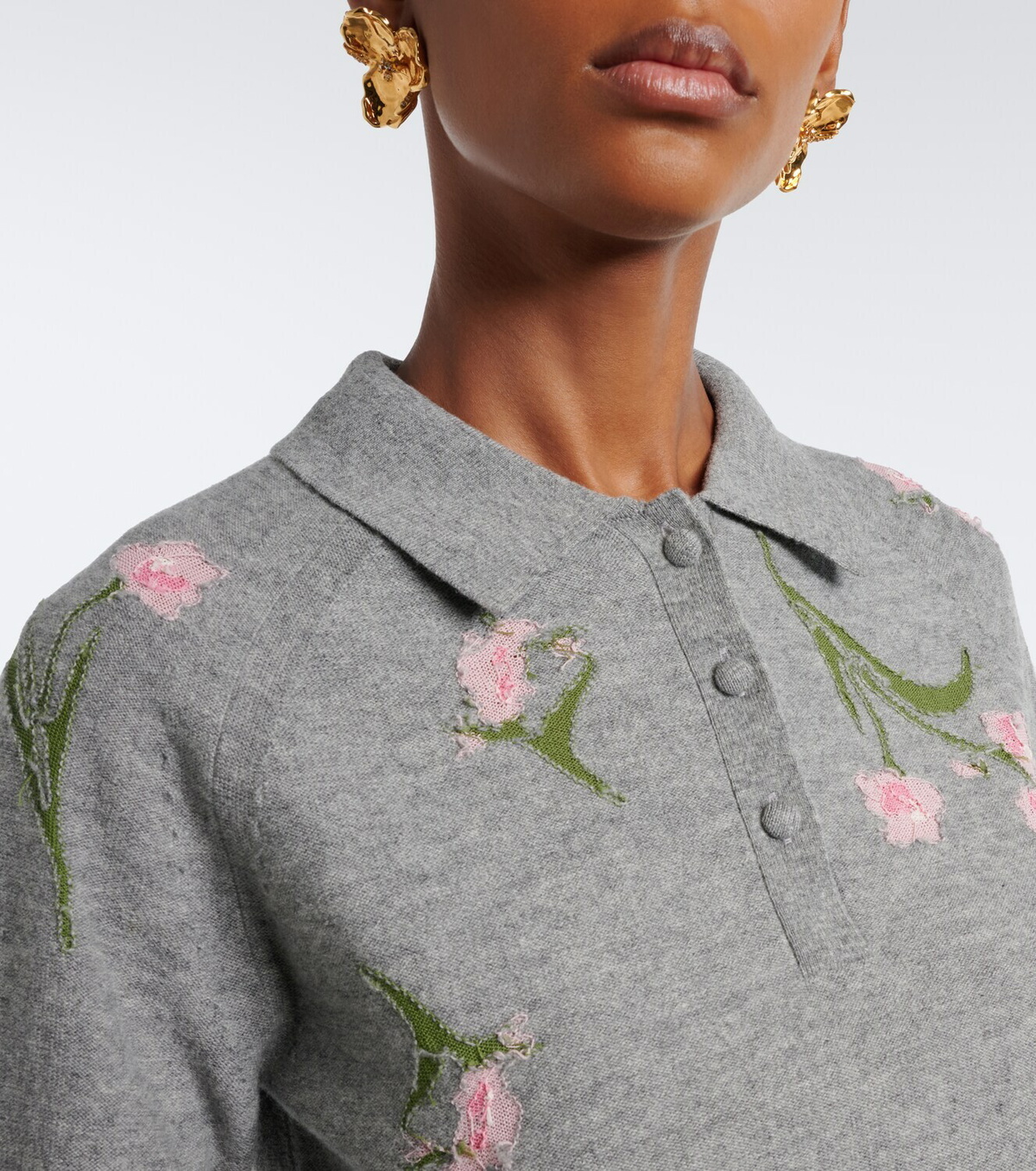 Erdem Floral intarsia wool polo sweater