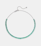 Kamyen 18kt white gold and enamel choker with emeralds