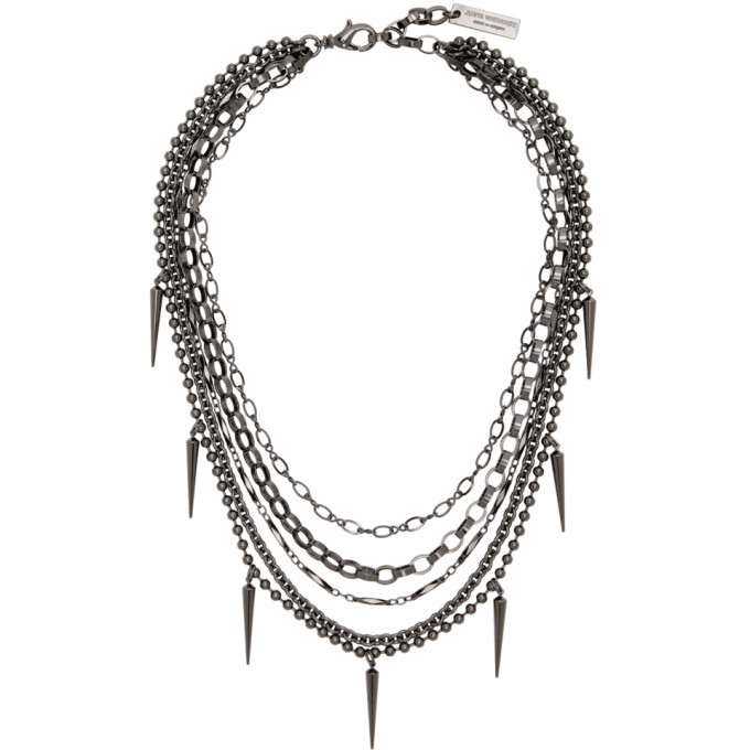 Junya Watanabe Gunmetal Multi Chain Spike Necklace Junya