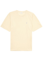 Saint Laurent Cassandre Logo-embroidered Cotton-blend T-shirt Yellow