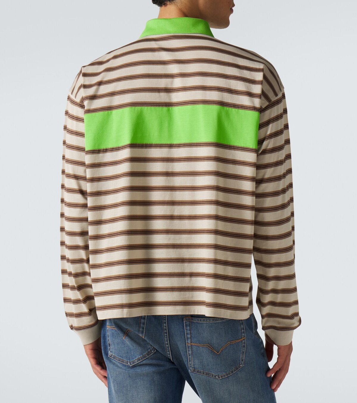 Versace Striped cotton jersey polo shirt